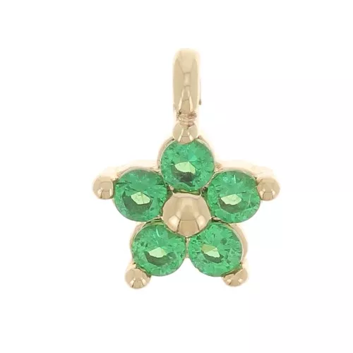 6mm Mini Flower Charm with Zirconium Oxide - 3 Micron Gold Plated - Green x1