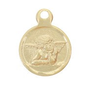 8mm round charm - Raphael Angel - 3 microns gold plated x1|raw }}