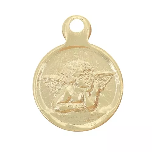 8mm round charm - Raphael Angel - 3 microns gold plated x1