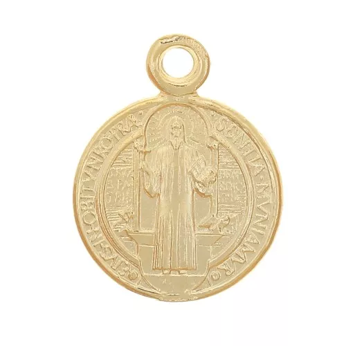 8mm round charm - religious symbol - 3 micron gold plated x1