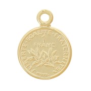 8mm Coin Charm - 1 Franc - 3 microns Gold plated x1|raw }}