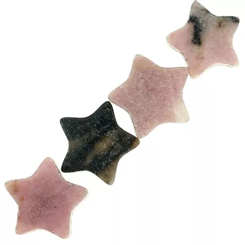 4mm gemstone star beads - Rhodonite x4