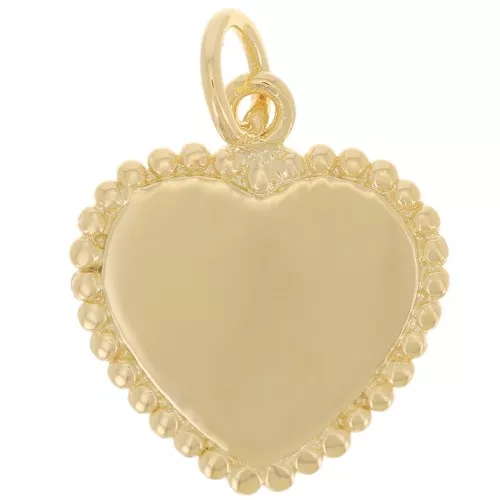 16x14mm Heart pendant with small balls - 3 microns gold plated x1