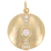 16mm Round pendant with zirconium oxide - 3 micron gold plated - Crystal x1|raw }}