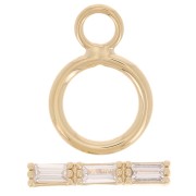 9mm Clasp T - bar with zirconium oxide - 3 microns Gold plated - Crystal x1|raw }}