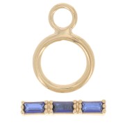 9mm Clasp T - bar with zirconium oxide - 3 microns Gold plated - Blue x1|raw }}