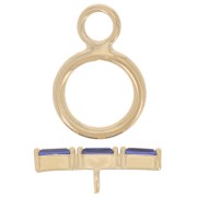 9mm Clasp T - bar with zirconium oxide - 3 microns Gold plated - Blue x1
