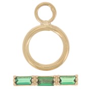 9mm Clasp T - bar with zirconium oxide - 3 microns Gold plated - Green x1