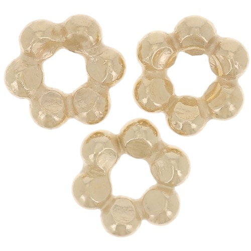5mm Round flower spacer - 3 microns Gold plated x1