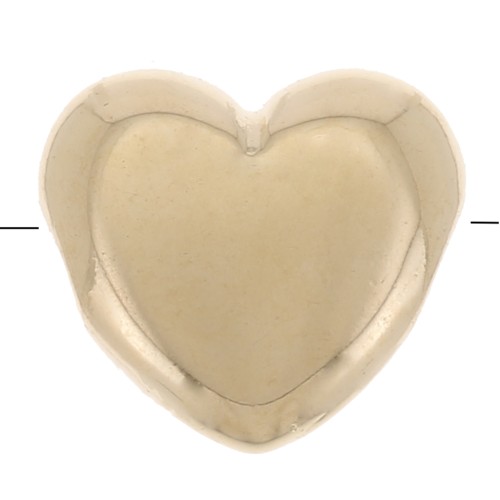 6x7mm Flat heart bead - 3 microns Gold plated x1