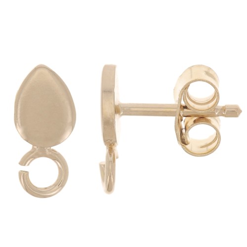 9x4mm petal earstuds with open ring - 3 micron gold plated x2
