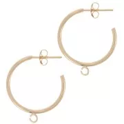 21mm Open hoop earrings with open ring - 3 microns Gold plated x2