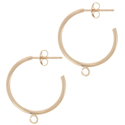 21mm Open hoop earrings with open ring - 3 microns Gold plated x2
