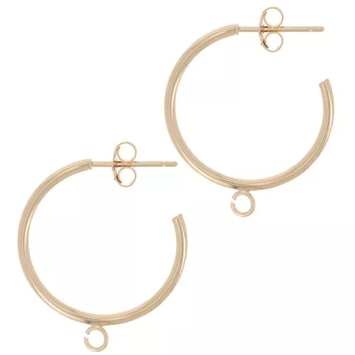 21mm Open hoop earrings with open ring - 3 microns Gold plated x2