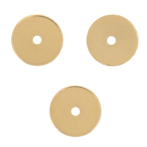 6x1mm Heishi round beads - Flat pierced discs - Fine Gold plated x50