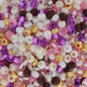 Preciosa Seed Beads 8/0 3 mm - Assorted: Opaque, Transparent Peach, Purple x 20 g