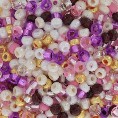 Preciosa Seed Beads 8/0 3 mm - Assorted: Opaque, Transparent Peach, Purple x 20 g
