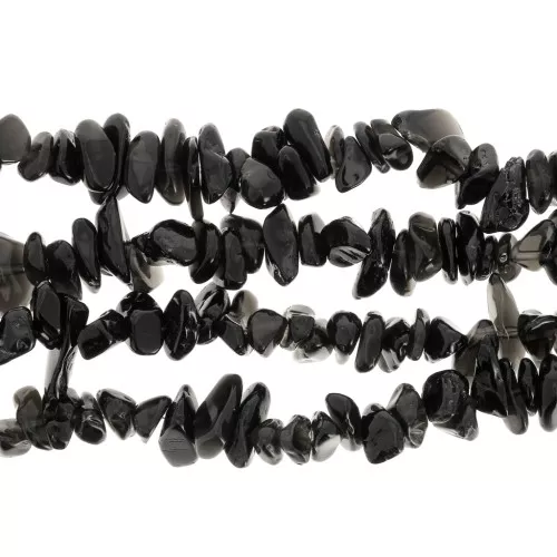 3 - 5 mm Gemstone chips beads - Black Agate x80cm