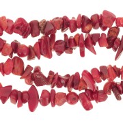 5 - 8 mm dyed sea bamboo chips beads - Coral Red x80cm