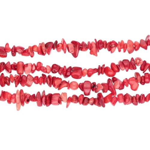 5 - 8 mm dyed sea bamboo chips beads - Coral Red x80cm