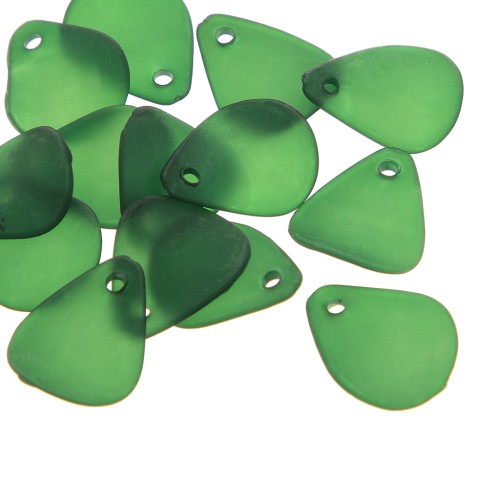 17mm smooth flower petals in frosted acrylic - Dark Green x15