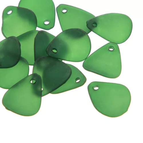 17mm smooth flower petals in frosted acrylic - Dark Green x15