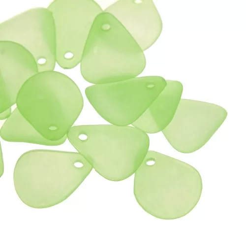 17mm smooth flower petals in frosted acrylic - Light Green x15