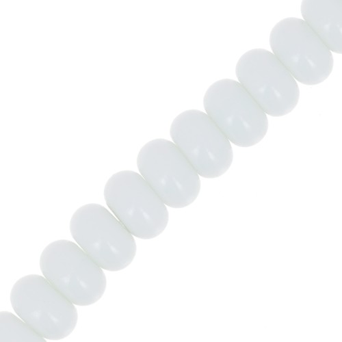 8x5mm Round beads - Heishi glass - White x40cm