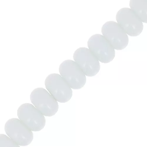8x5mm Round beads - Heishi glass - White x40cm