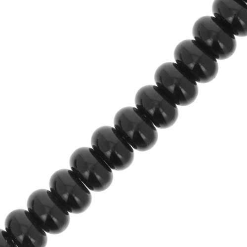 8x5mm Round beads - Heishi glass - Black x40cm