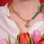 8x5mm Round beads - Heishi glass - Fir Green x39cm