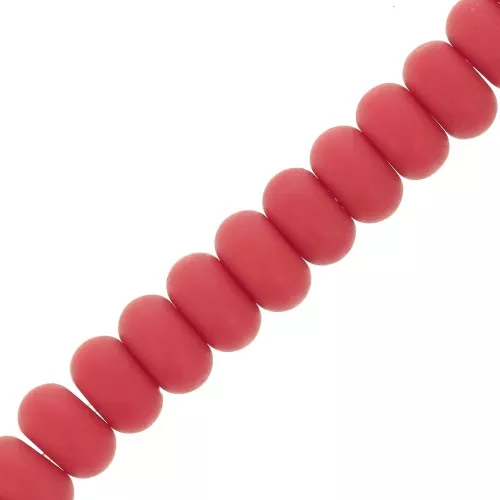 8x5mm Round beads - Heishi glass - Matte Red x40cm