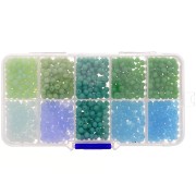 4x3mm Round faceted beads assortment - round flattened - Green - Blue x1000|raw }}