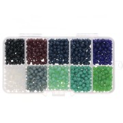 4x3mm Round faceted beads assortment - round flattened - Multi Dark x1000