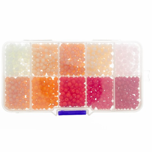 4x3mm Round faceted beads assortment - round flattened - Pink - Red x1000