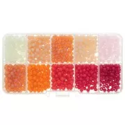 4x3mm Round faceted beads assortment - round flattened - Pink - Red x1000