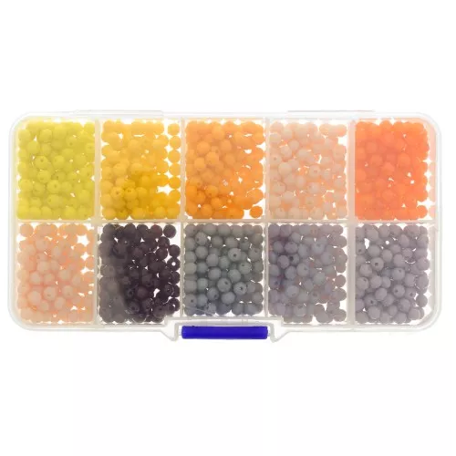 4x3mm Round faceted beads assortment - round flattened - Multicolored x1000