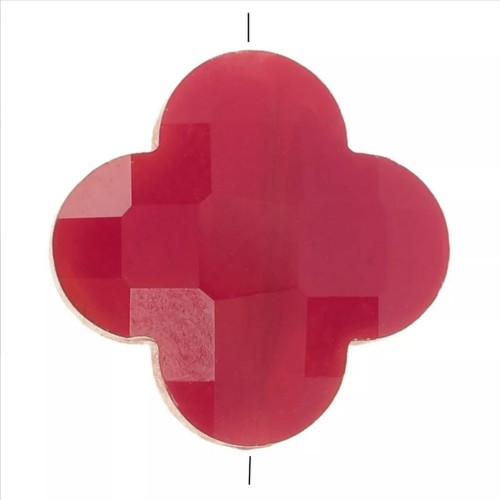 12mm Glass faceted Clover bead - Red x1
