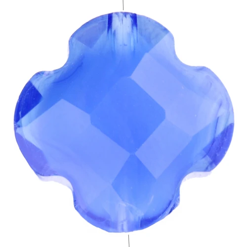 11.5 mm faceted glass clover bead - Blue x1