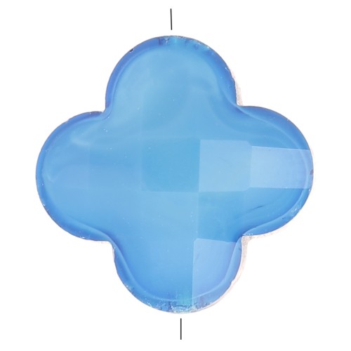 12mm Glass faceted Clover bead - Blue x1