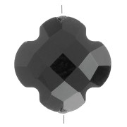 12mm Glass faceted Clover bead - Black x1|raw }}