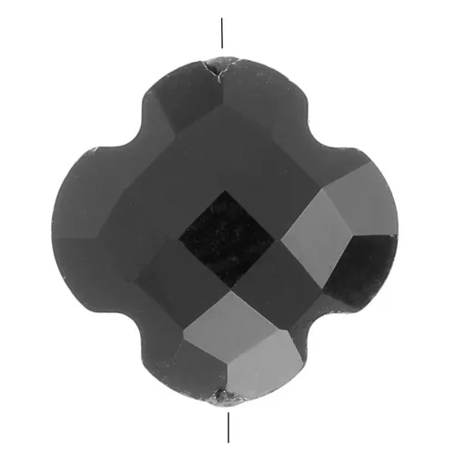 12mm Glass faceted Clover bead - Black x1