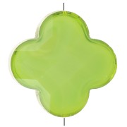12mm Glass faceted Clover bead - Green x1