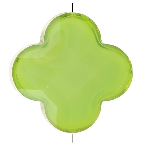 12mm Glass faceted Clover bead - Green x1