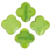 12mm Glass faceted Clover bead - Green x1