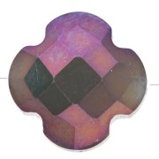 11.5 mm faceted clover bead in glass - Dark Violet AB x1