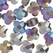 11.5 mm faceted clover bead in glass - Dark Violet AB x1