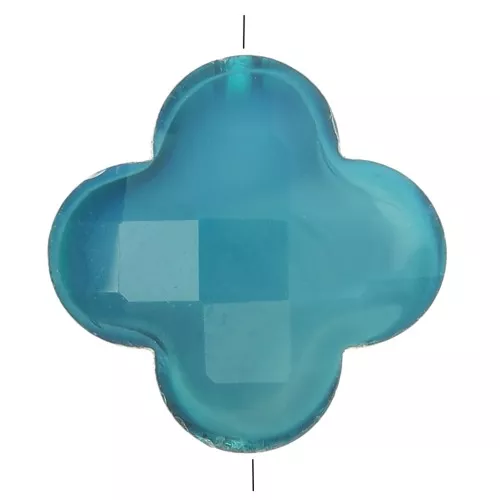 12mm Glass faceted Clover bead - Patrol Blue x1