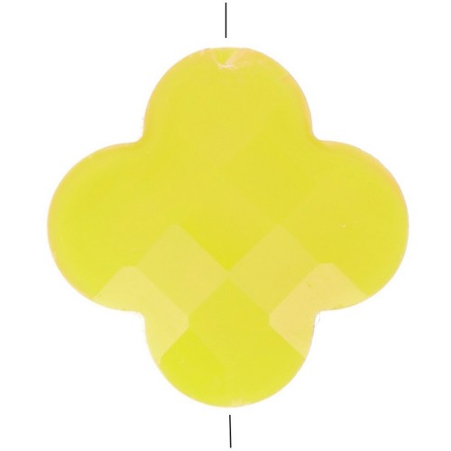 12mm Glass faceted Clover bead - Yellow x1