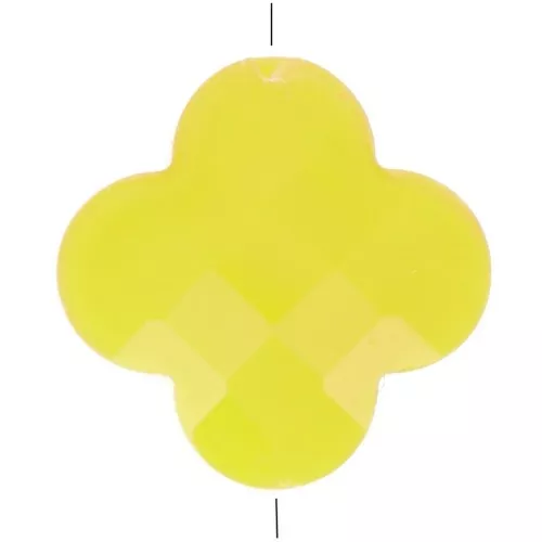 12mm Glass faceted Clover bead - Yellow x1